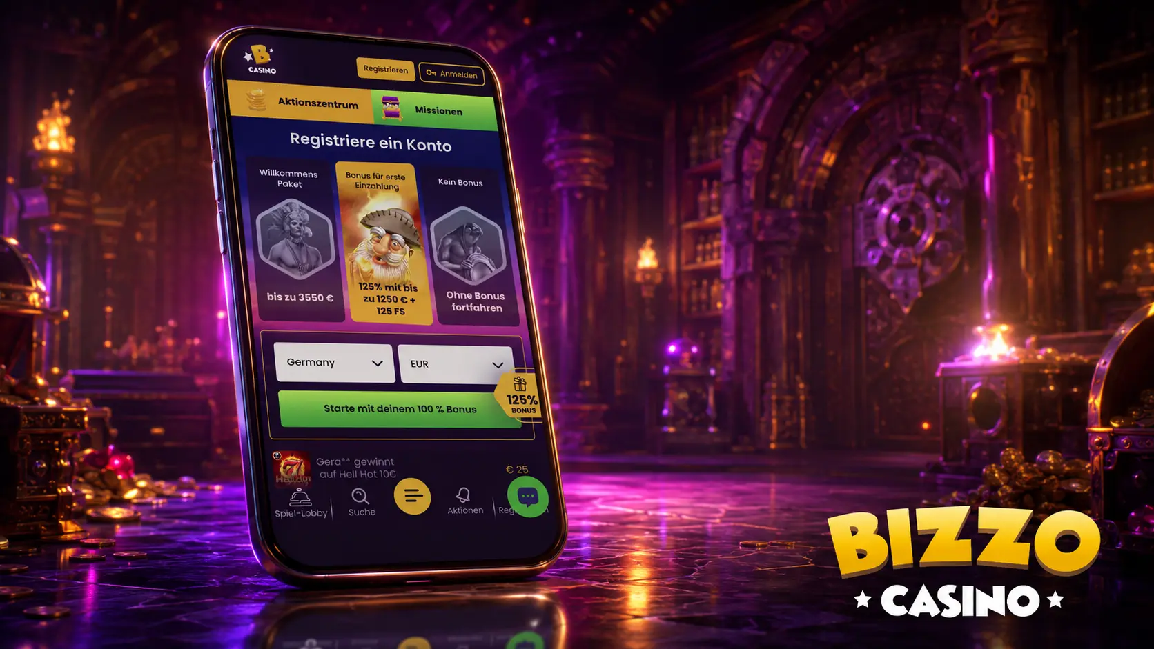 Wie meldet man sich bei Bizzo Casino an
